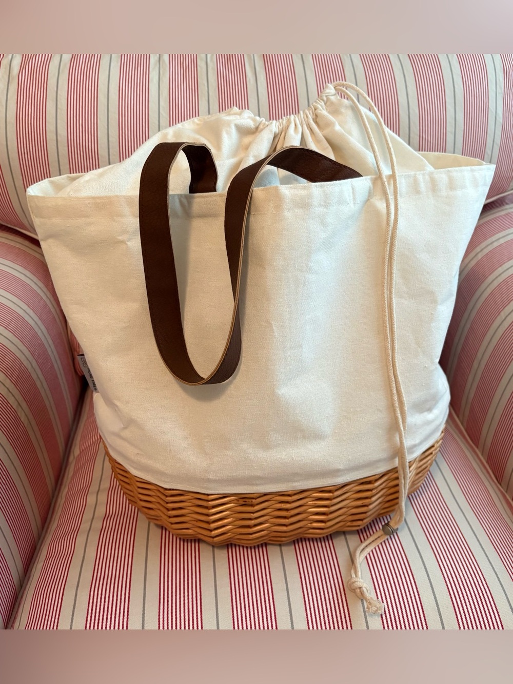 Picnic Time Coronado Canvas and Willow Basket Tote